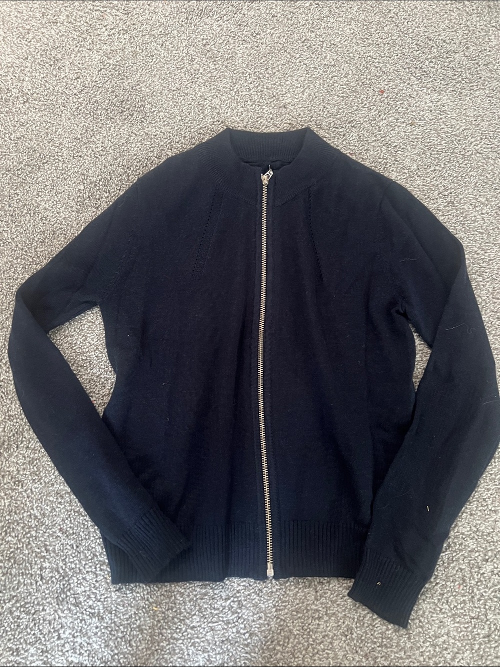 Women's Black Zip-Up Knit Jacket